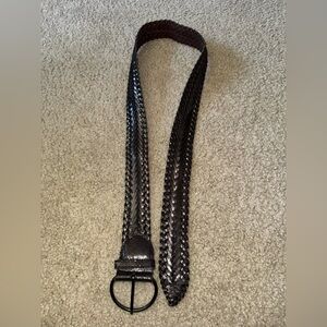 Sparkle Brown Leather Belt with Braided Design, Size 17, no holes, make your own